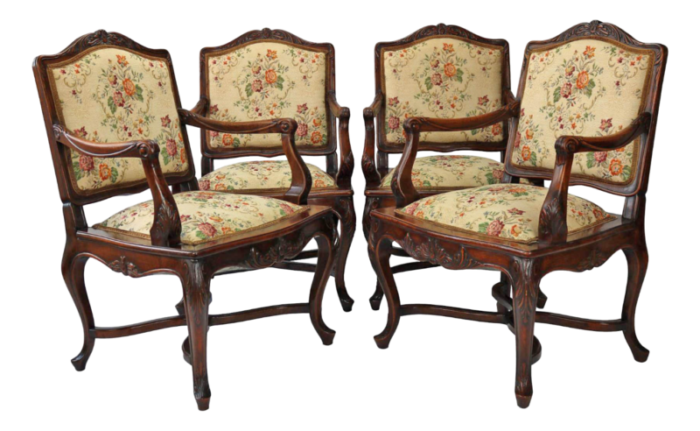 louis xv rococo style carved walnut amchairs sofa and table 1860 set of 6 6783