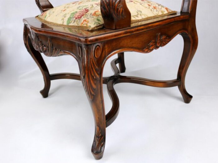 louis xv rococo style carved walnut amchairs sofa and table 1860 set of 6 7652