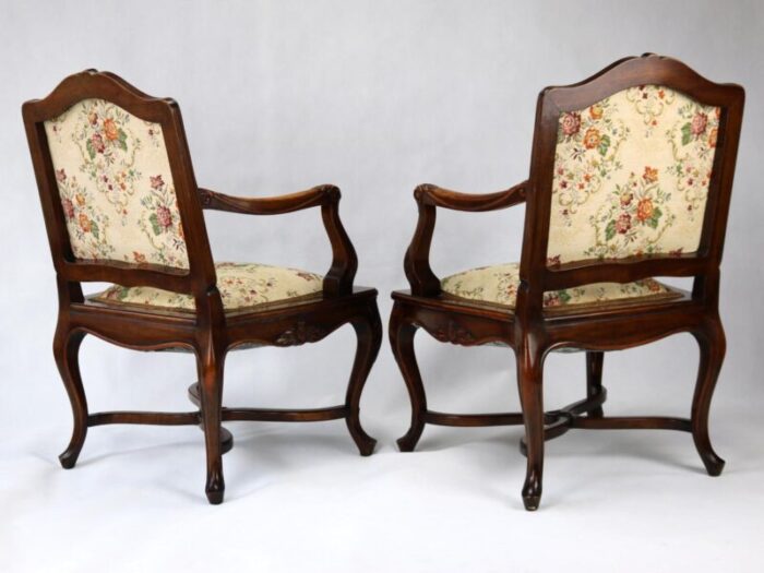 louis xv rococo style carved walnut amchairs sofa and table 1860 set of 6 9398