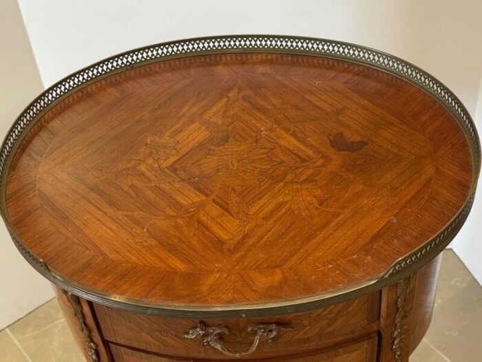 louis xv style side table with marquetry and ormolu 0421