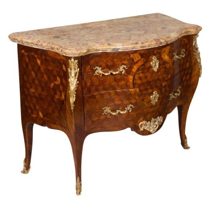 louis xv tulipwood and parquetry commode 3553