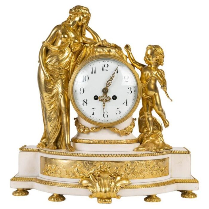 louis xvi style gilt bronze and marble clock 19th century 1