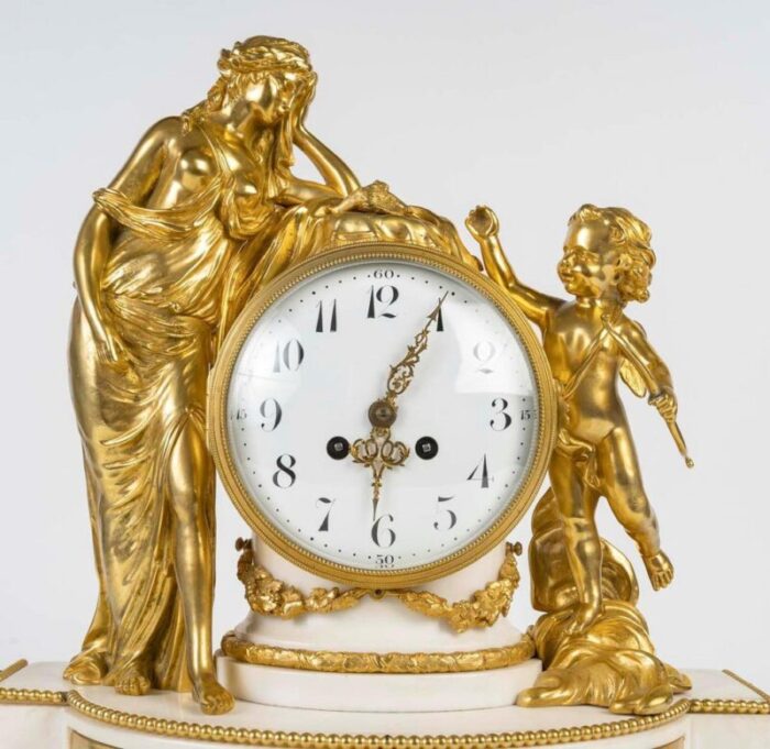 louis xvi style gilt bronze and marble clock 19th century 2