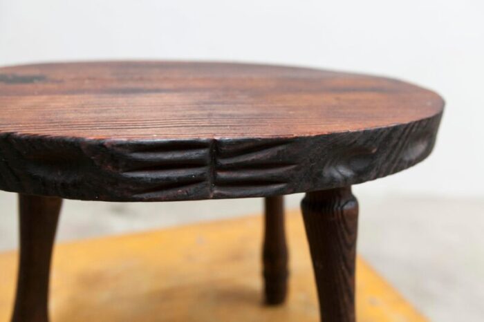 low brutalist wood stool 1950 0318