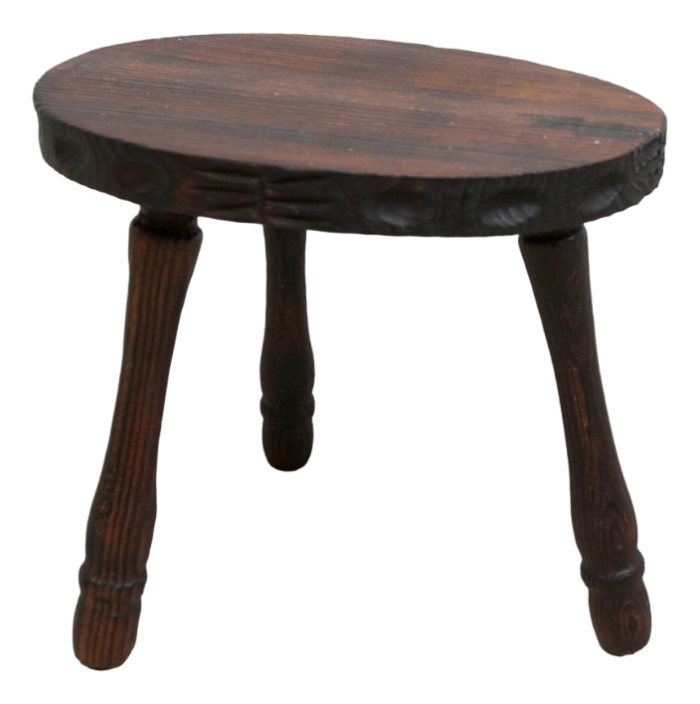 low brutalist wood stool 1950 2689