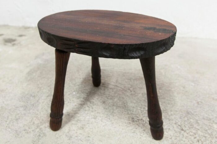 low brutalist wood stool 1950 7104