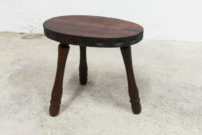 low brutalist wood stool 1950 7423