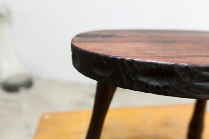 low brutalist wood stool 1950 7969