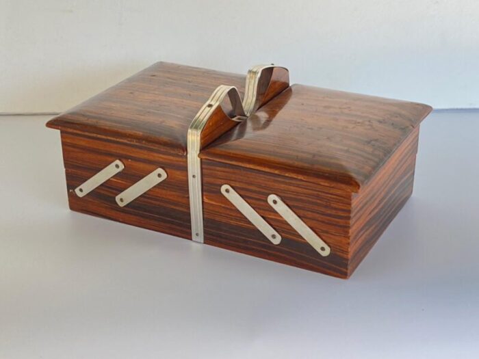 macassar brown ebony and satin wood game box france 1940s 2