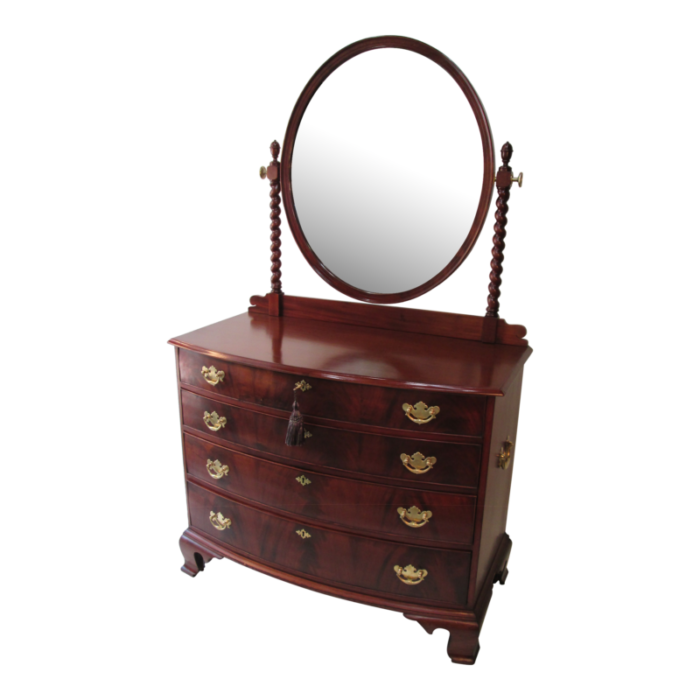 mahogany antique chest of drawers with round mirror 1516