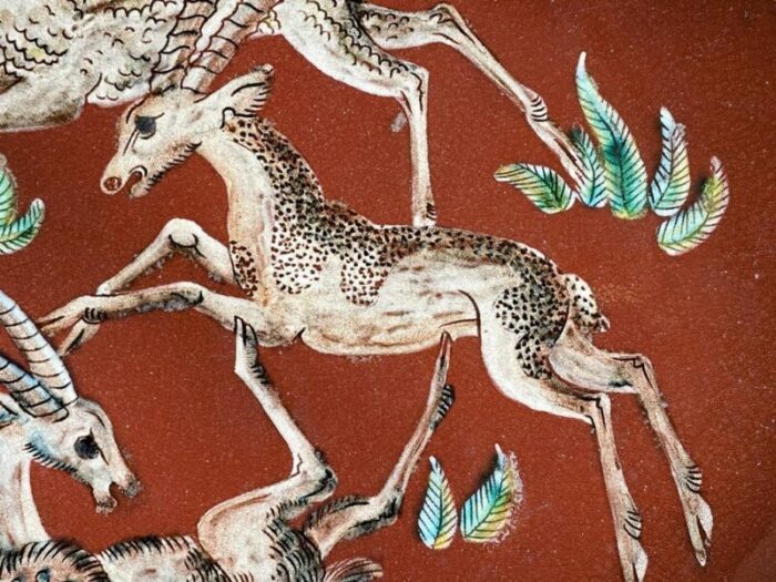 majolica antelope plate by gustav heinkel 6558