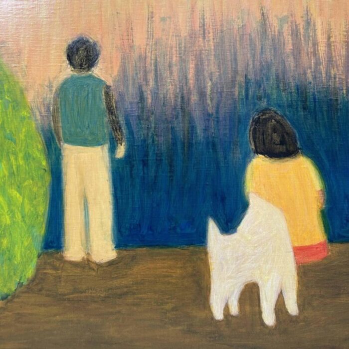 makoto igarashi man and woman with dog oil on canvas 1980s 6796