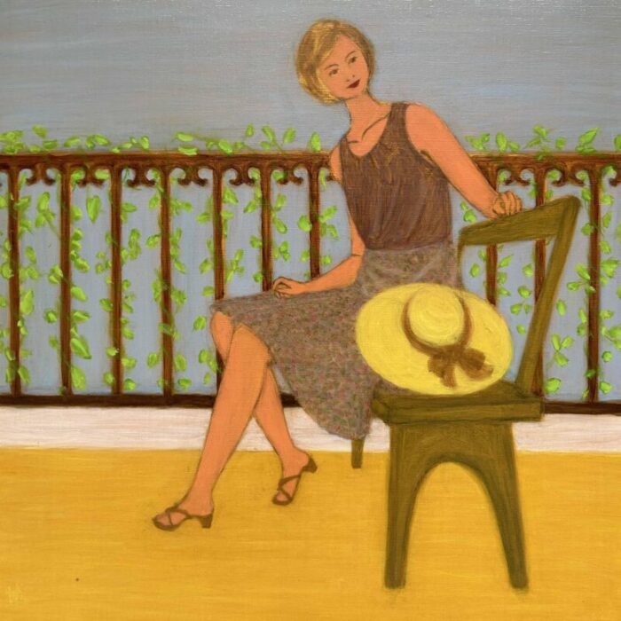 makoto igarashi on the terrace 1980s oil on canvas 6816