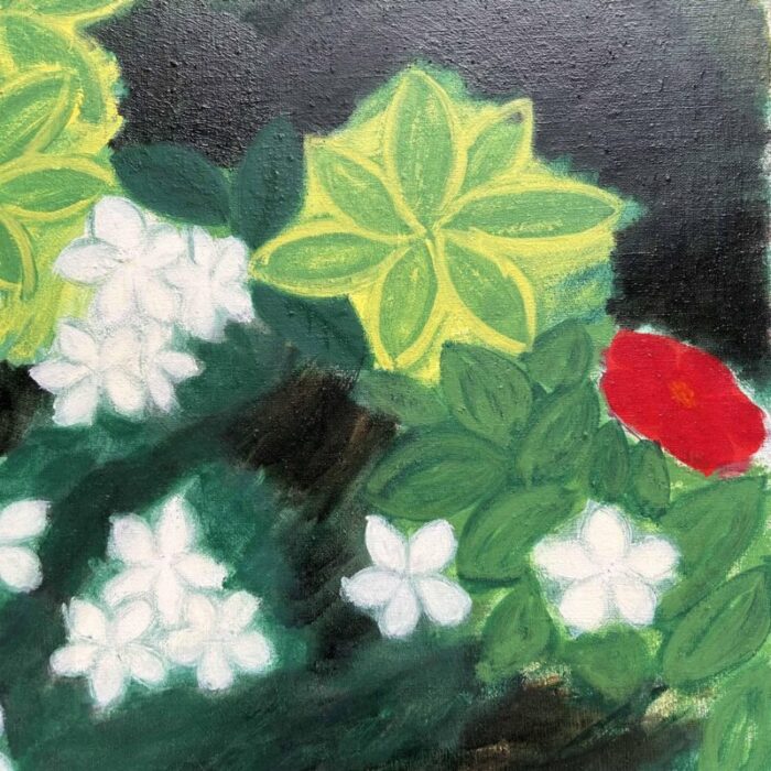 makoto igarashi white and red flowers 1980s oil on canvas 9854