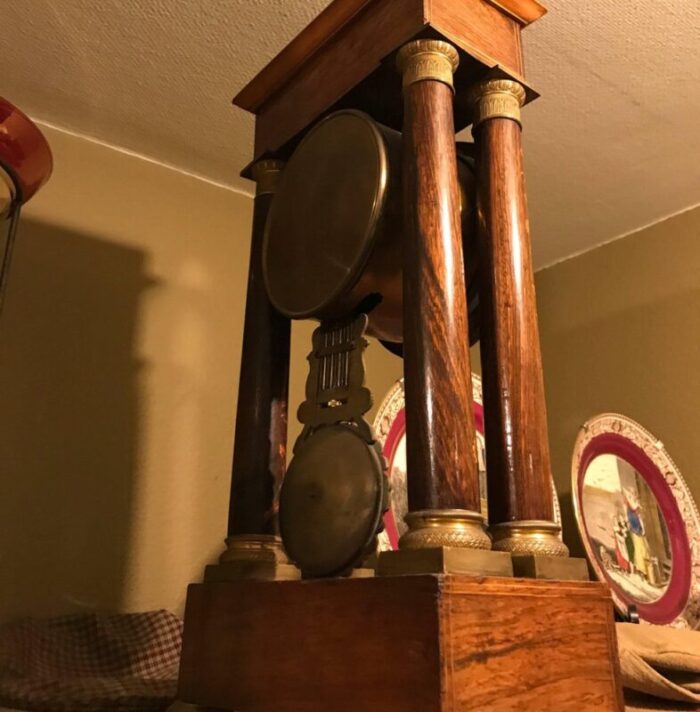 marquetry empire mantelpiece clock 1810s 10