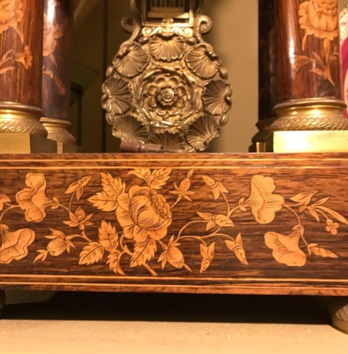 marquetry empire mantelpiece clock 1810s 2