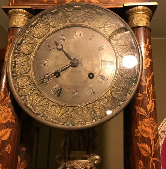 marquetry empire mantelpiece clock 1810s 3