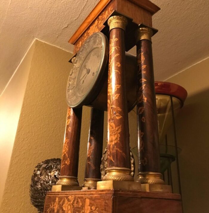 marquetry empire mantelpiece clock 1810s 7