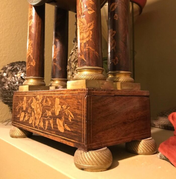 marquetry empire mantelpiece clock 1810s 8