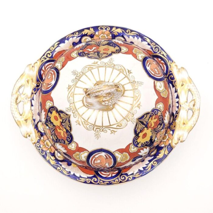 masons ironstone fence and vase covered vegetable dish england circa 1830s two available 3544