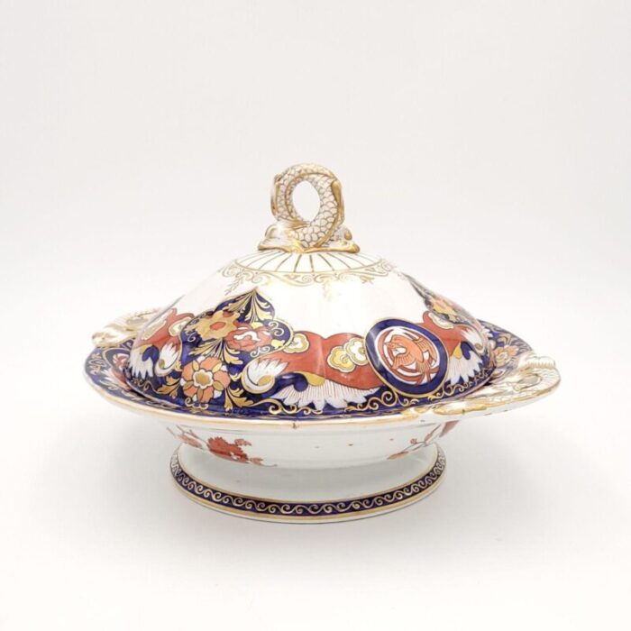 masons ironstone fence and vase covered vegetable dish england circa 1830s two available 6345