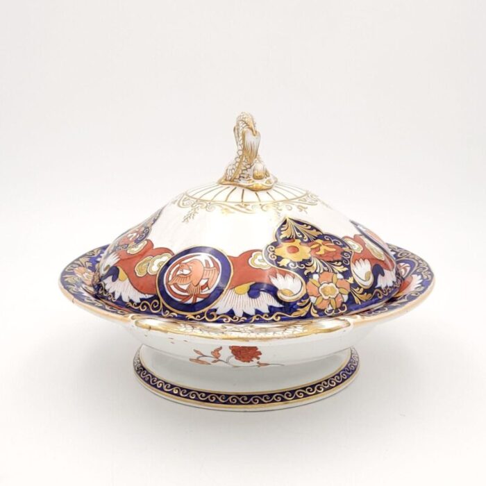 masons ironstone fence and vase covered vegetable dish england circa 1830s two available 6458