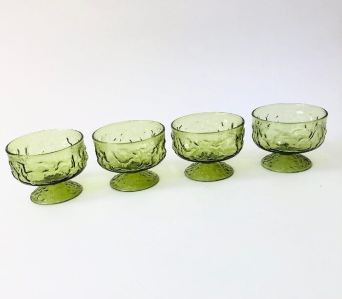 mcm anchor hocking milano green coupe glasses set of 4 1451