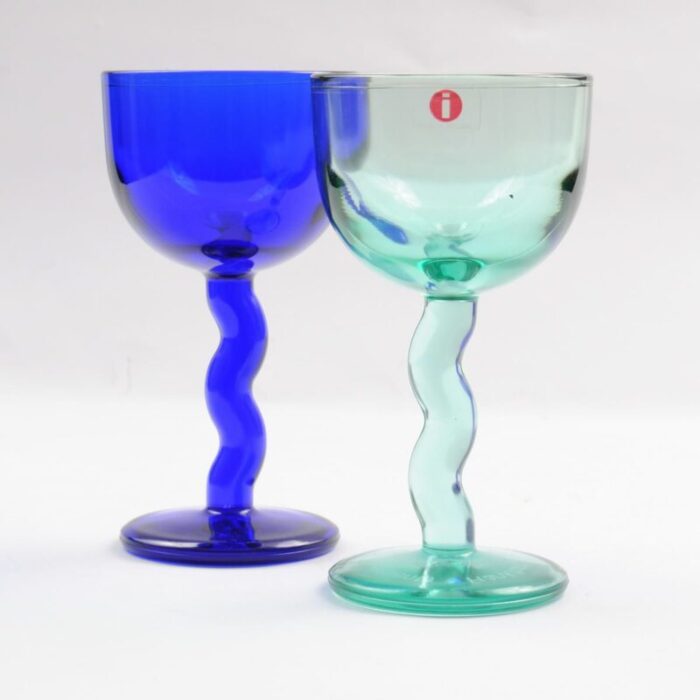 messulasi wine glasses by markku salo for iittala 1990s set of 2 2