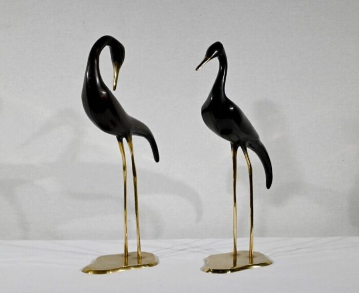 metal water bird sculptures 1940 set of 2 1