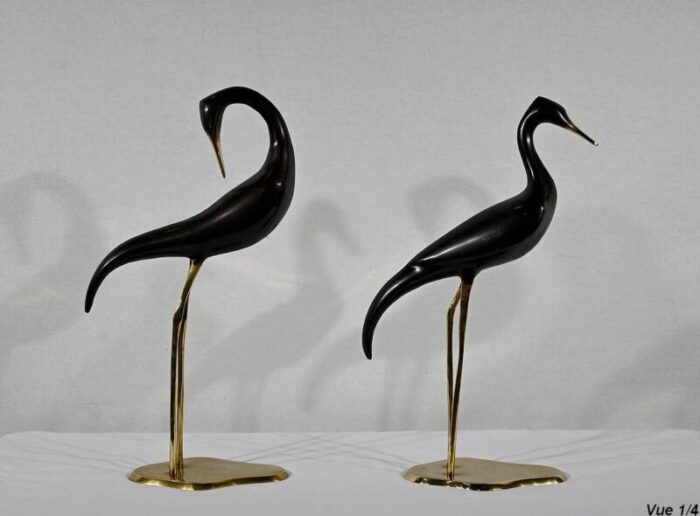 metal water bird sculptures 1940 set of 2 15