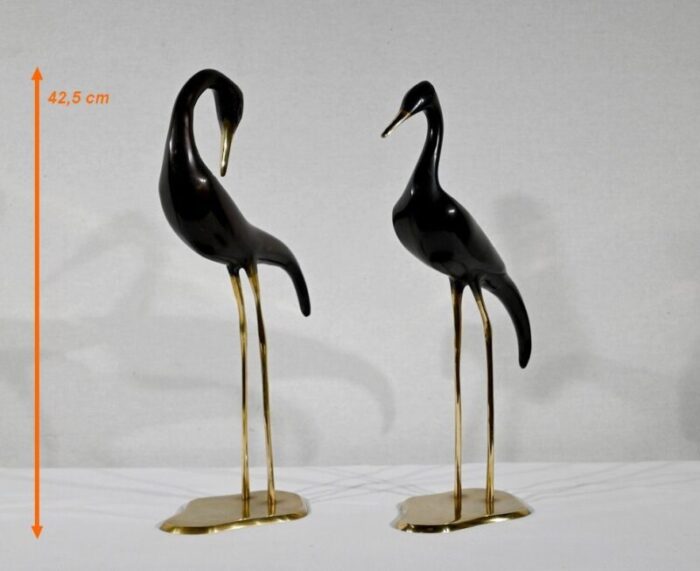 metal water bird sculptures 1940 set of 2 2