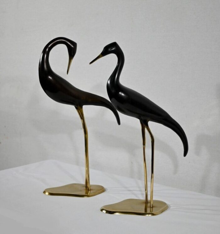 metal water bird sculptures 1940 set of 2 4