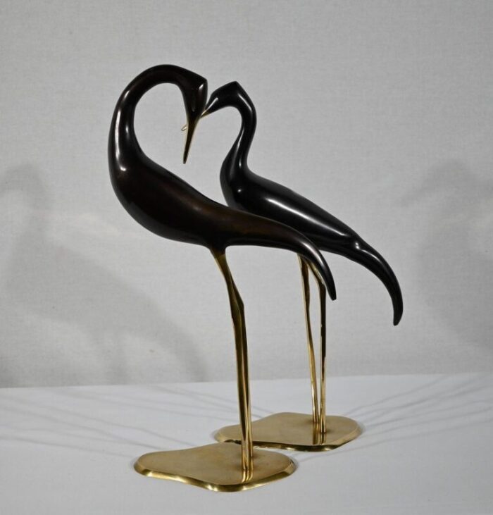 metal water bird sculptures 1940 set of 2 6