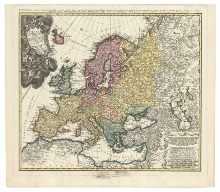 mid 18th century map of europe showing the spread of religions 1