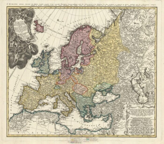 mid 18th century map of europe showing the spread of religions 2