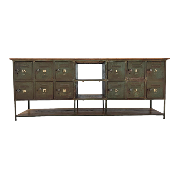 mid 20th century vintage industrial locker media cabinet 0660