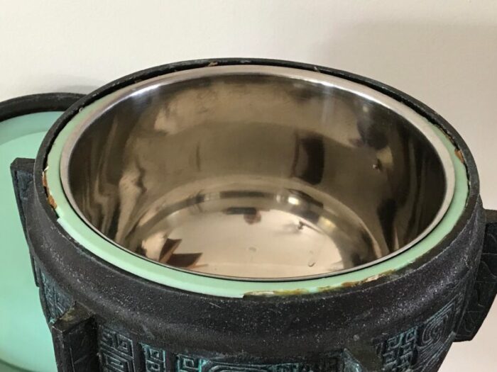 mid century asian faux bronze ice bucket 1084