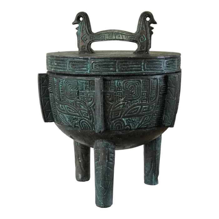 mid century asian faux bronze ice bucket 1312