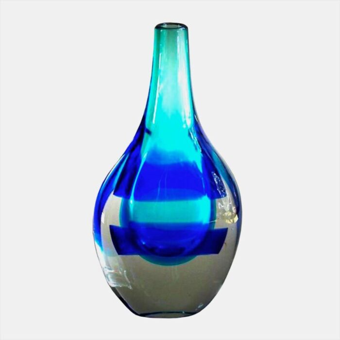 mid century blue and white glass vase by luciano gaspari for salviati c 4