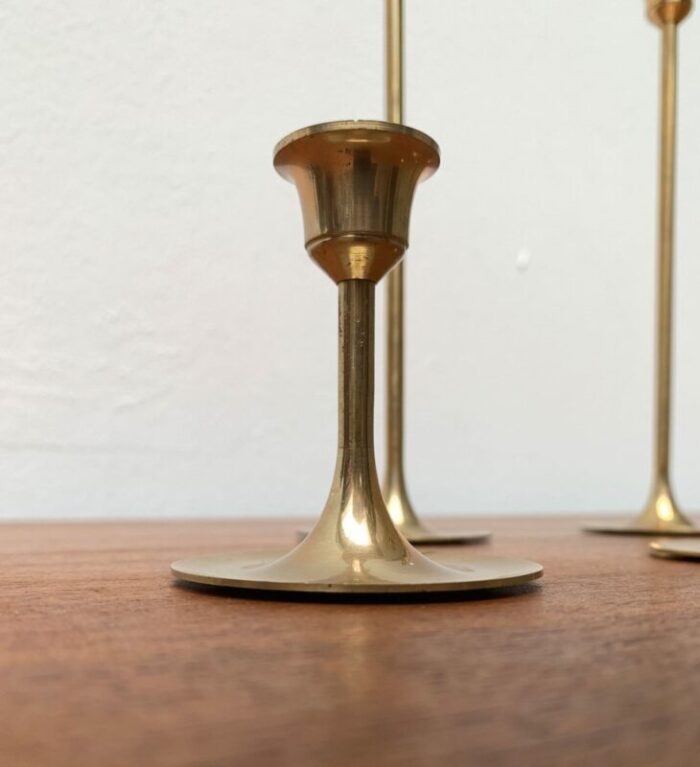 mid century brass slim candleholders 1960s set of 6 10