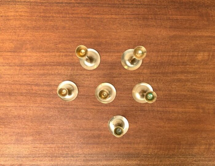 mid century brass slim candleholders 1960s set of 6 14