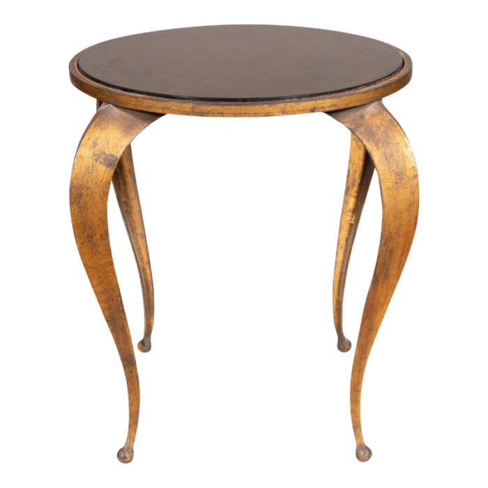 mid century bronzed metal and faux tortoise table 9091