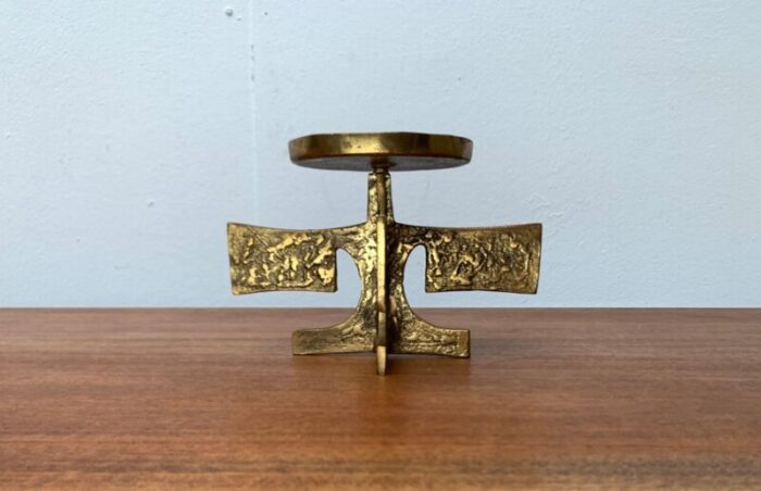 mid century brutalist metal candleholder 1960s 12