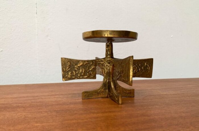 mid century brutalist metal candleholder 1960s 14