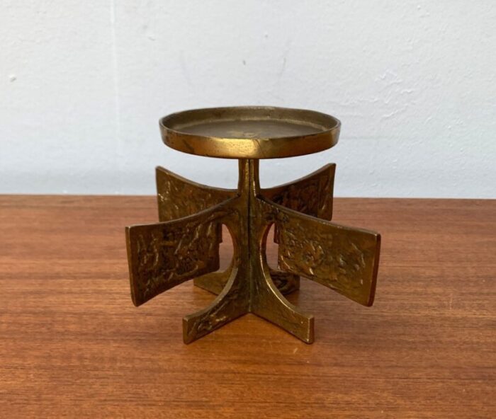 mid century brutalist metal candleholder 1960s 17