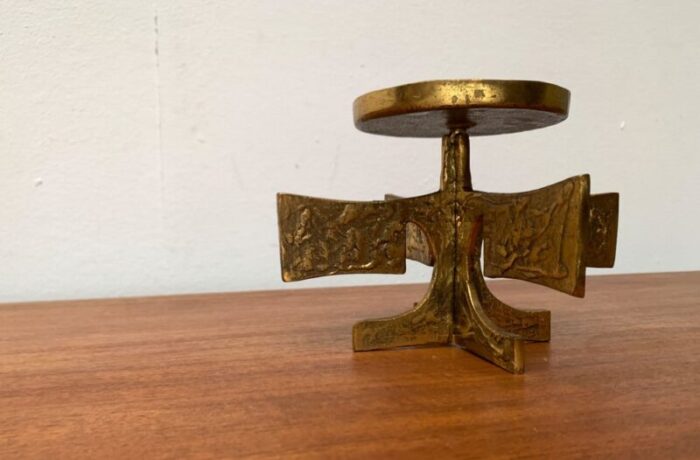 mid century brutalist metal candleholder 1960s 2