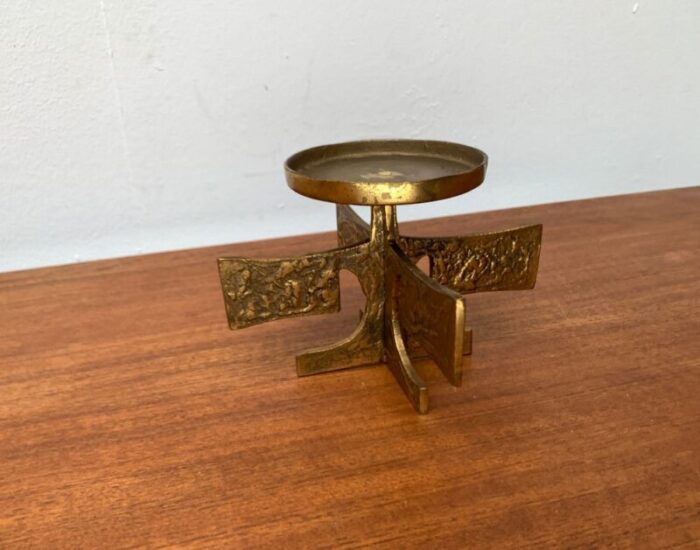 mid century brutalist metal candleholder 1960s 8