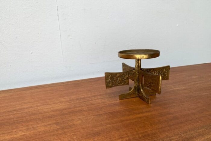 mid century brutalist metal candleholder 1960s 9