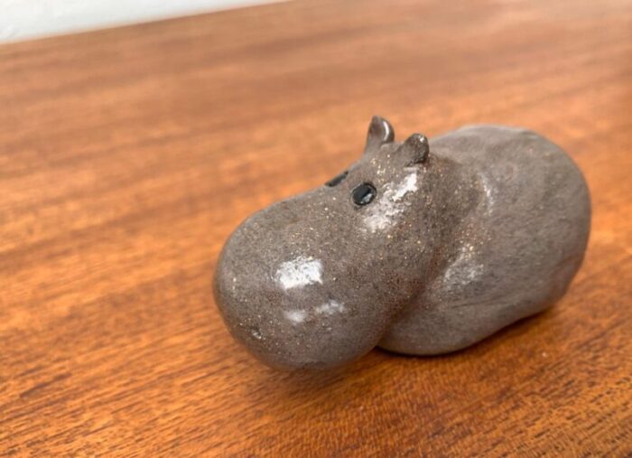 mid century ceramic hippo figurine 1960s 1