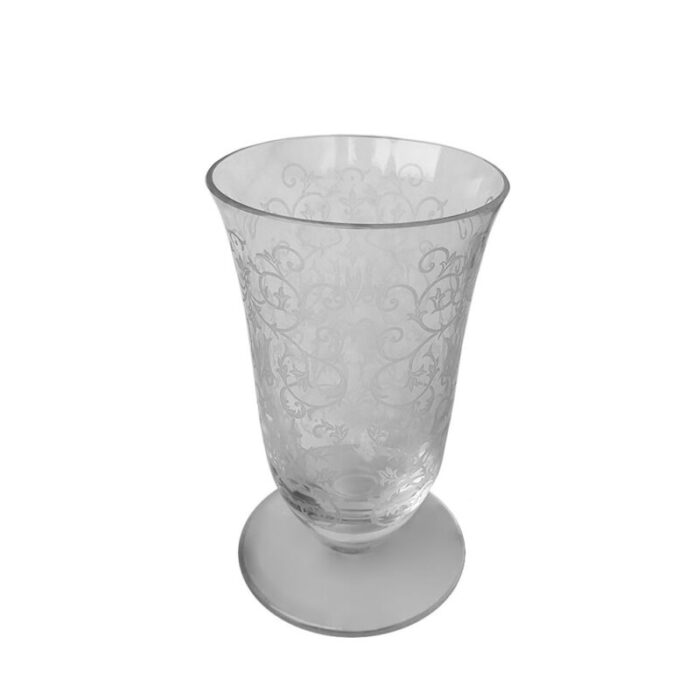 mid century etched baccarat glass vase 1